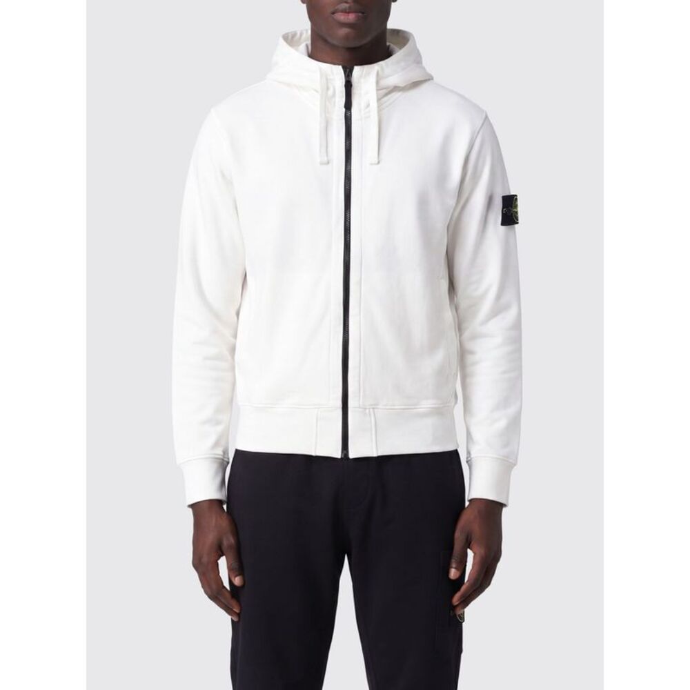 Stone Island Men Stone Island Organic Cotton Zip-Up Hoodie With Compass Logo